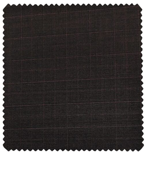 J.Hampstead Men's Wool Checks  Super 100's Unstitched Trouser Fabric (Dark Wine