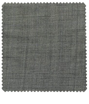 J.Hampstead Men's Wool Checks  Super 100's Unstitched Trouser Fabric (Grey