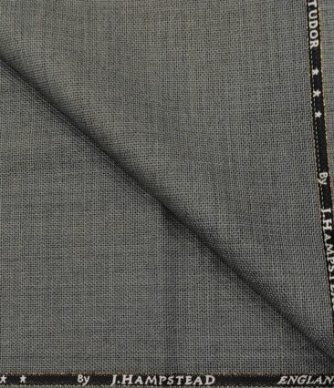 J.Hampstead Men's Wool Structured  Super 100's Unstitched Trouser Fabric (Grey