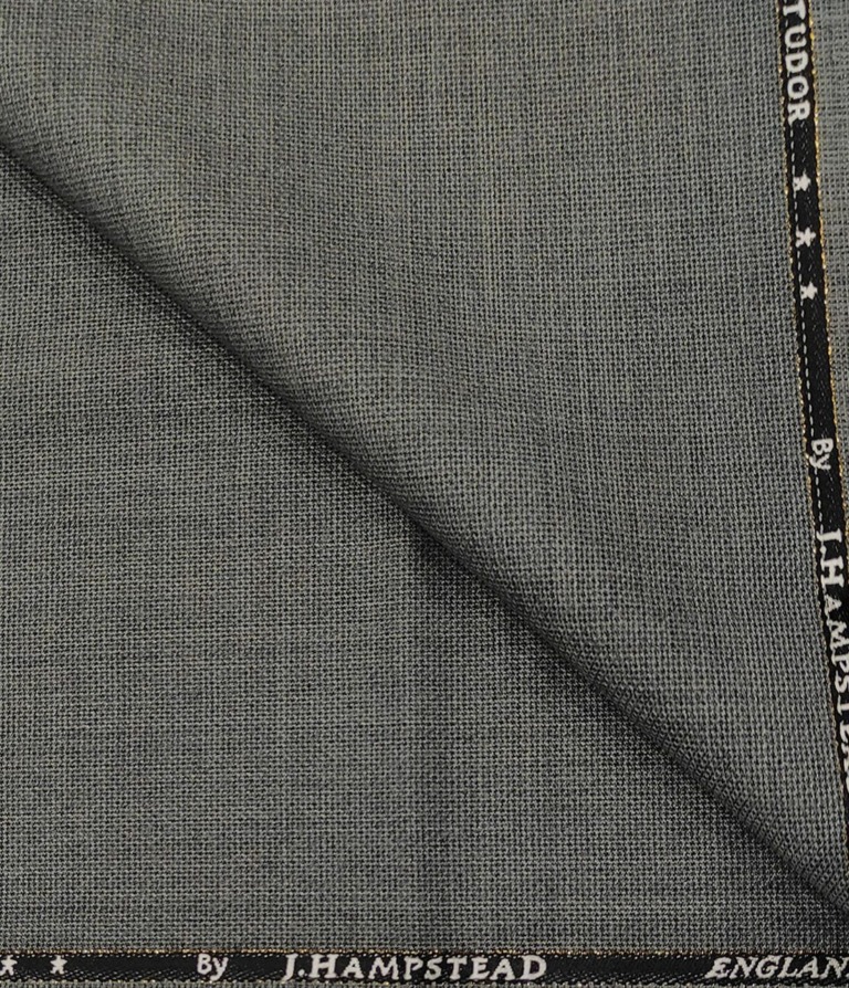 J.Hampstead Men's Wool Structured  Super 100's Unstitched Trouser Fabric (Grey
