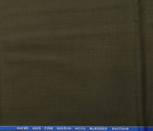 J.Hampstead Men's Wool Solids  Super 100's Unstitched Trouser Fabric (Mehandi Green