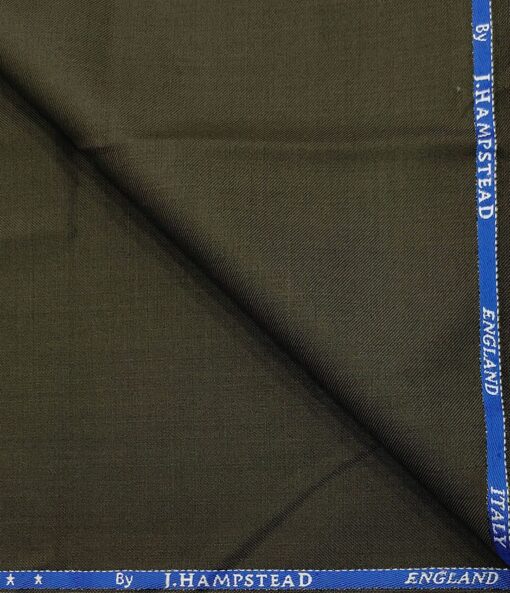 J.Hampstead Men's Wool Solids  Super 100's Unstitched Trouser Fabric (Mehandi Green