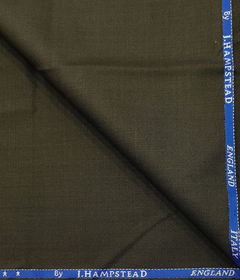 J.Hampstead Men's Wool Solids  Super 100's Unstitched Trouser Fabric (Mehandi Green