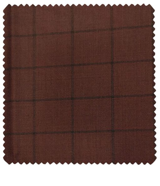 J.Hampstead Men's Wool Checks  Super 110's Unstitched Trouser Fabric (Sangaria Red