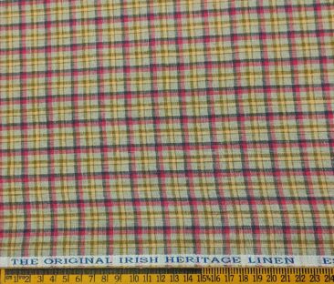 Burgoyne Men's 60 LEA Irish Linen Checks  Unstitched Shirting Fabric (Multicolor)