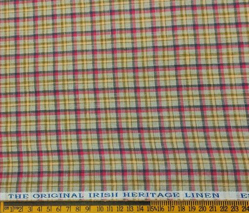 Burgoyne Men's 60 LEA Irish Linen Checks  Unstitched Shirting Fabric (Multicolor)