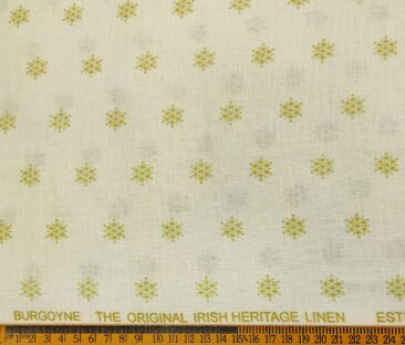 Burgoyne Men's 60 LEA Irish Linen Printed  Unstitched Shirting Fabric (Cream)