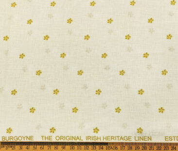 Burgoyne Men's 60 LEA Irish Linen Printed  Unstitched Shirting Fabric (Cream)