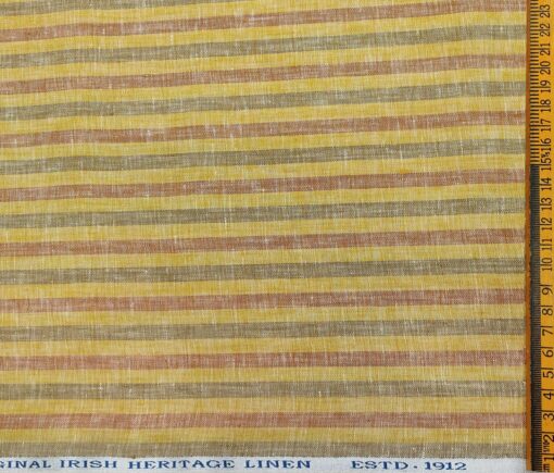 Burgoyne Men's 60 LEA Irish Linen Striped  Unstitched Shirting Fabric (Yellow)