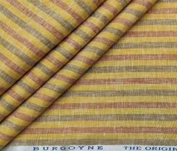 Burgoyne Men's 60 LEA Irish Linen Striped  Unstitched Shirting Fabric (Yellow)