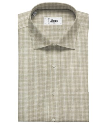 Burgoyne Men's 60 LEA Irish Linen Checks  Unstitched Shirting Fabric (Light Brown)