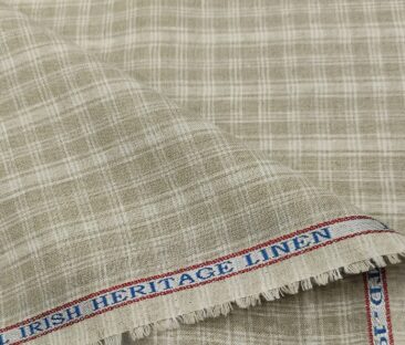 Burgoyne Men's 60 LEA Irish Linen Checks  Unstitched Shirting Fabric (Light Brown)