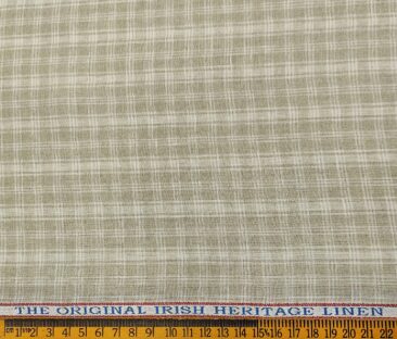 Burgoyne Men's 60 LEA Irish Linen Checks  Unstitched Shirting Fabric (Light Brown)