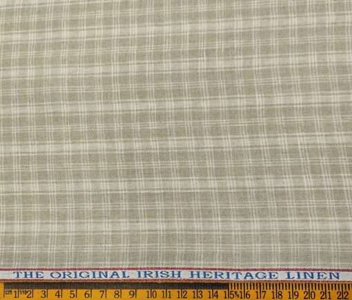 Burgoyne Men's 60 LEA Irish Linen Checks  Unstitched Shirting Fabric (Light Brown)