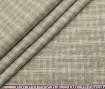Burgoyne Men's 60 LEA Irish Linen Checks  Unstitched Shirting Fabric (Light Brown)