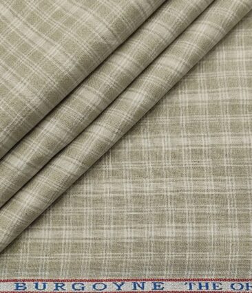 Burgoyne Men's 60 LEA Irish Linen Checks  Unstitched Shirting Fabric (Light Brown)