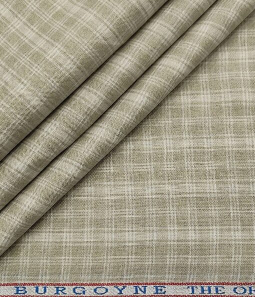 Burgoyne Men's 60 LEA Irish Linen Checks  Unstitched Shirting Fabric (Light Brown)
