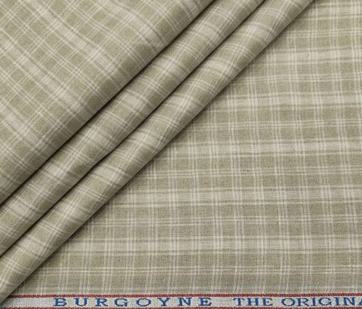 Burgoyne Men's 60 LEA Irish Linen Checks  Unstitched Shirting Fabric (Light Brown)