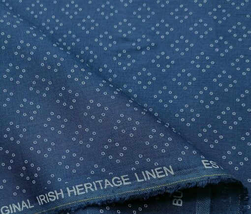 Burgoyne Men's 60 LEA Irish Linen Printed  Unstitched Shirting Fabric (Royal Blue)