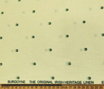 Burgoyne Men's 60 LEA Irish Linen Printed  Unstitched Shirting Fabric (Light Yellow)
