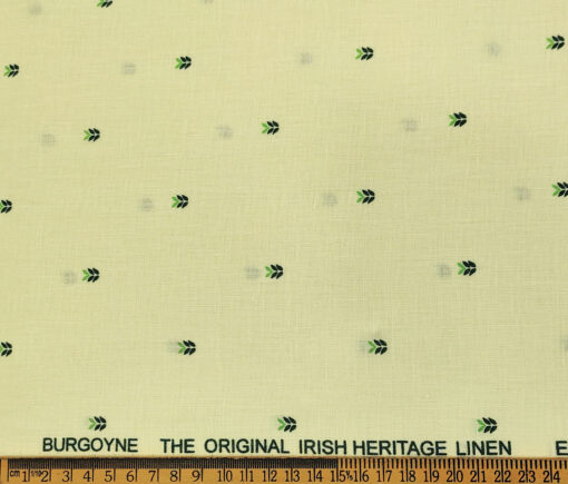 Burgoyne Men's 60 LEA Irish Linen Printed  Unstitched Shirting Fabric (Light Yellow)