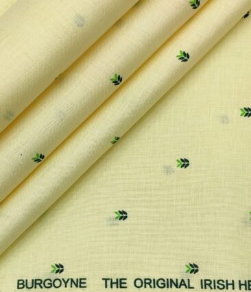Burgoyne Men's 60 LEA Irish Linen Printed  Unstitched Shirting Fabric (Light Yellow)