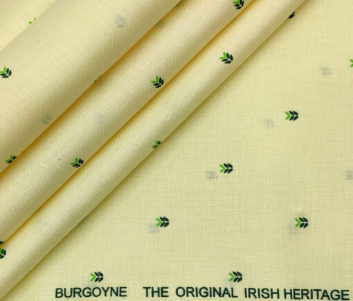 Burgoyne Men's 60 LEA Irish Linen Printed  Unstitched Shirting Fabric (Light Yellow)