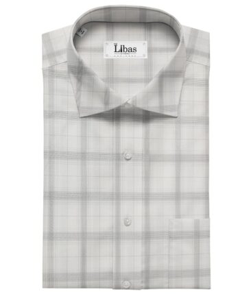 Cadini Men's Giza Cotton Checks  Unstitched Shirting Fabric (White)