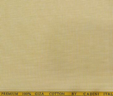 Cadini Men's Giza Cotton Structured  Unstitched Shirting Fabric (Beige)