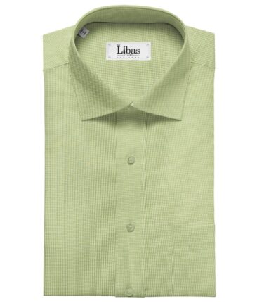 Cadini Men's Giza Cotton Structured  Unstitched Shirting Fabric (Light Olive Green)