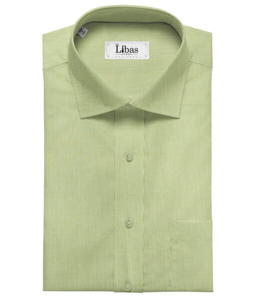 Cadini Men's Giza Cotton Structured  Unstitched Shirting Fabric (Light Olive Green)