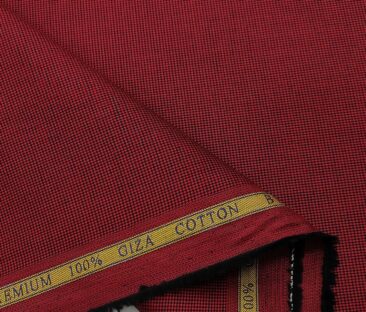 Cadini Men's Giza Cotton Structured  Unstitched Shirting Fabric (Maroon)