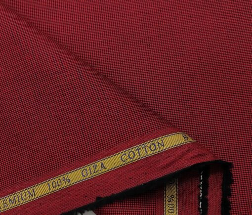 Cadini Men's Giza Cotton Structured  Unstitched Shirting Fabric (Maroon)
