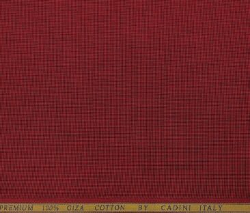 Cadini Men's Giza Cotton Structured  Unstitched Shirting Fabric (Maroon)