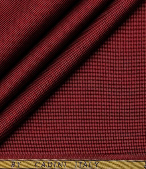 Cadini Men's Giza Cotton Structured  Unstitched Shirting Fabric (Maroon)