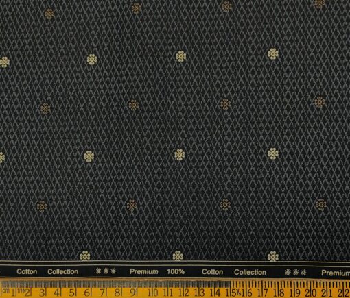 Cadini Men's Cotton Printed  Unstitched Shirting Fabric (Blackish Grey)