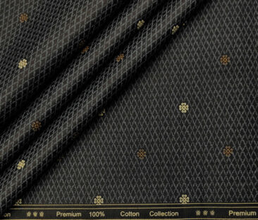 Cadini Men's Cotton Printed  Unstitched Shirting Fabric (Blackish Grey)