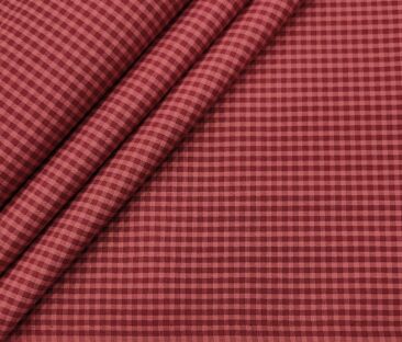 Exquisite Men's Cotton Checks  Unstitched Shirting Fabric (Maroon Red)