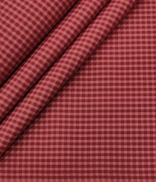 Exquisite Men's Cotton Checks  Unstitched Shirting Fabric (Maroon Red)