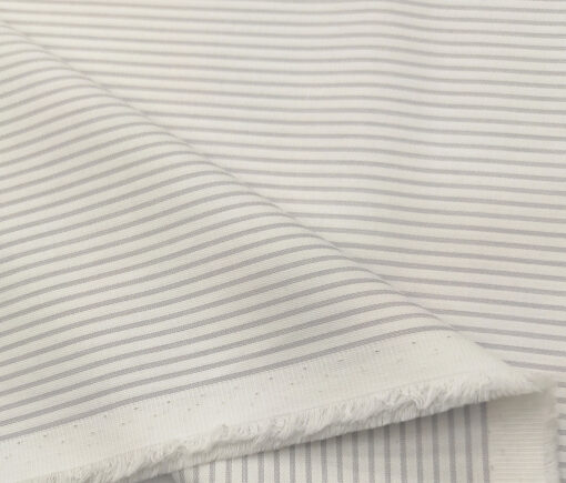 Exquisite Men's Cotton Striped  Unstitched Shirting Fabric (White)