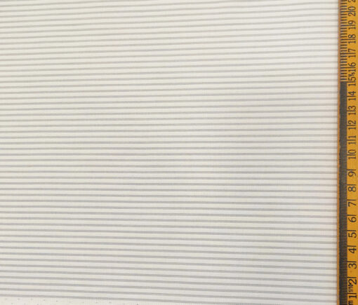 Exquisite Men's Cotton Striped  Unstitched Shirting Fabric (White)