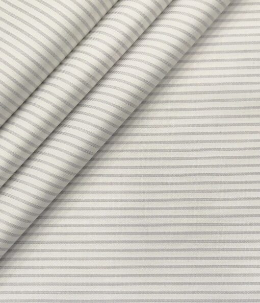 Exquisite Men's Cotton Striped  Unstitched Shirting Fabric (White)