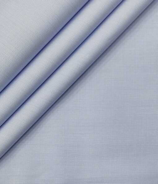 Exquisite Men's Cotton Checks  Unstitched Shirting Fabric (Sky Blue)