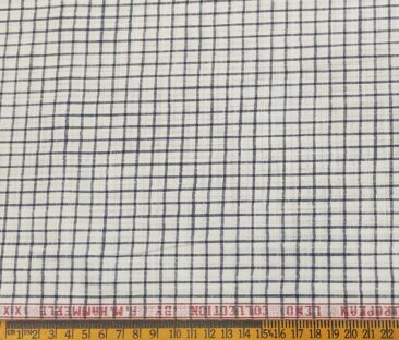 F.M. Hammerle Men's Cotton Checks  Unstitched Shirting Fabric (White)