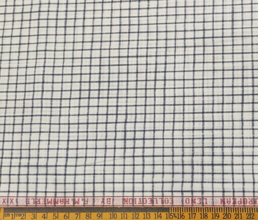 F.M. Hammerle Men's Cotton Checks  Unstitched Shirting Fabric (White)
