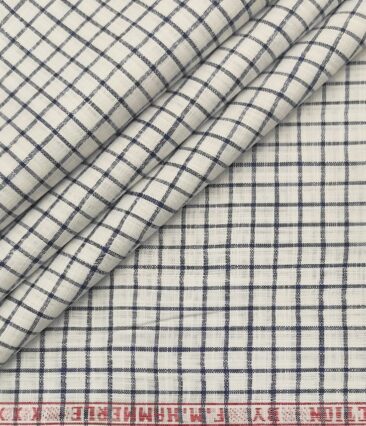 F.M. Hammerle Men's Cotton Checks  Unstitched Shirting Fabric (White)