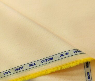 Tessitura Monti Men's Giza Cotton Structured  Unstitched Shirting Fabric (Light Yellow)