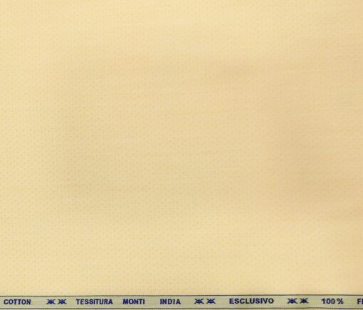 Tessitura Monti Men's Giza Cotton Structured  Unstitched Shirting Fabric (Light Yellow)