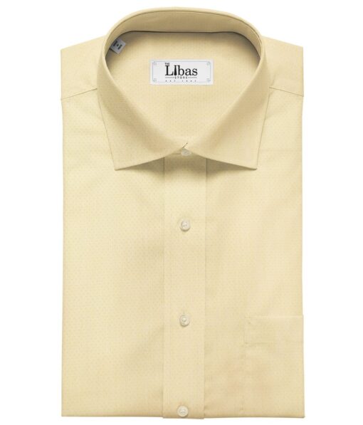 Tessitura Monti Men's Giza Cotton Structured  Unstitched Shirting Fabric (Light Yellow)