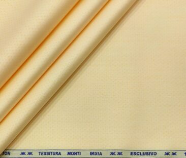 Tessitura Monti Men's Giza Cotton Structured  Unstitched Shirting Fabric (Light Yellow)